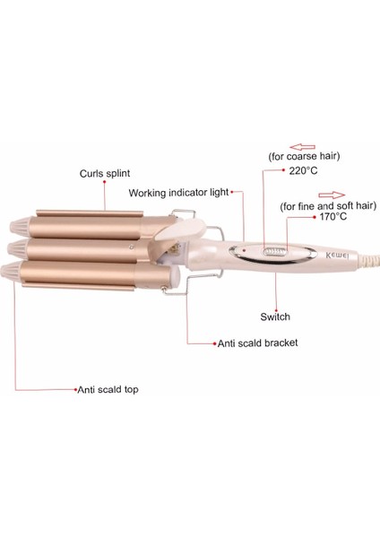 Us Curling Irons Yumurta Ruloları Perma Çubukları Üç Tüp Bobinleri (Yurt Dışından)