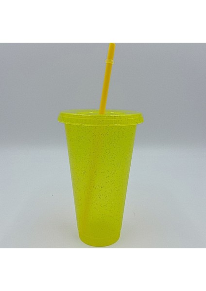 Ye 700 ml Payetli Glitter Saman Bardak Yeniden Kullanılabilir Gıda Sınıfı Saman Kapaklı Kupalar Plastik Tumbler Mat Kahve Suyu Süt Çay Içme Şişesi (Yurt Dışından)