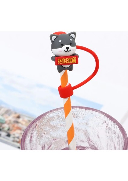Tip 2 Yeni Sıçramaya Dayanıklı Karikatür Pipet Fişleri Silikon Toz Geçirmez Kapak Pipet Ucu Kapağı Şeftali Çiçek Sızdırmazlık Kapakları Drinkware Aksesuarları (Yurt Dışından)