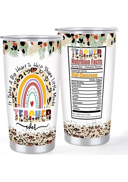 Stil 6 20 Oz Renkli Gökkuşağı Desen Bardak Yalıtımlı Kapaklı Paslanmaz Çelik Termos Kahve Süt Bira Seyahat Kupa Çift Duvar (Yurt Dışından)