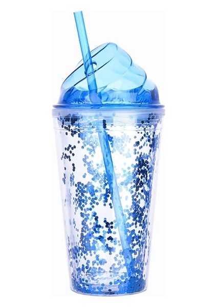 B1 Mavi 550ML Çift Duvar Kahve Pipetli Fincan Yeniden Kullanılabilir Seyahat Açık Kamp Içme Bardağı Meyve Suyu Çay Bira Kupa Tumbler Çocuklar Yetişkinler Için (Yurt Dışından)