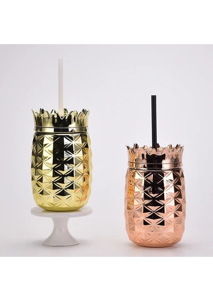 Bir 700 ml 700 ml Yaratıcı Ananas Şekli Su Bardağı Plastik Kaplama Suyu Içme Pipetli Şişe Düzensiz Tumbler Bardak Hediye Çocuklar Için (Yurt Dışından)