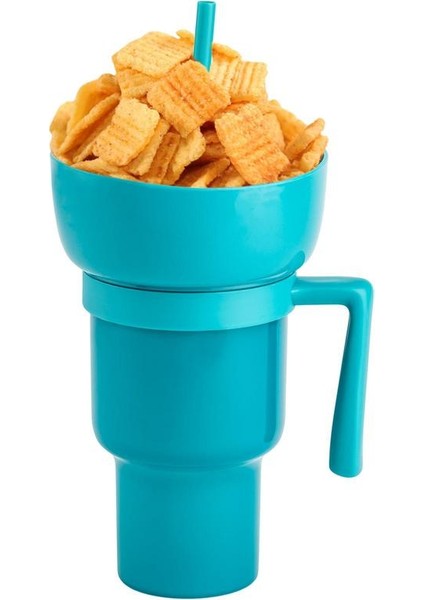 Pembe Snack Bardak 2 In 1 Çok Fonksiyonlu Renk Değiştiren Stadyum Bardak Aperatif Içecek Pipetli Bardak Filmler Ev Kullanımı Için (Yurt Dışından)