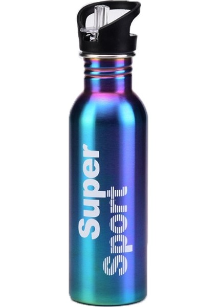 Stil C 750ML Bu Paslanmaz Çelik Spor Bardağı, Büyük Kapasiteli ve Taşınabilir Pipetli ve Kapaklı Bardak ile Açık Hava Maceralarına Hazır Olun (Yurt Dışından)