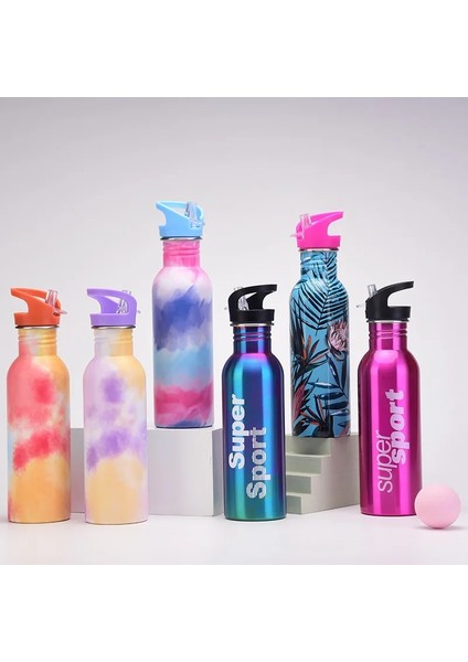 Stil C 750ML Bu Paslanmaz Çelik Spor Bardağı, Büyük Kapasiteli ve Taşınabilir Pipetli ve Kapaklı Bardak ile Açık Hava Maceralarına Hazır Olun (Yurt Dışından)