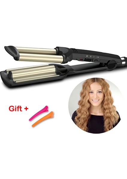 Tip 2 Pembe Au Saç Crimper Curling Demir Seramik Crimpers Wavers Bigudi Değnek Hızlı Isıtma 3 Varil Saç Waver Araçları Mısır Saç Türleri (Yurt Dışından)