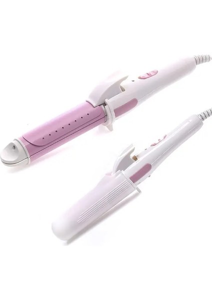 Pembe Ab 2 In 1 Mini Taşınabilir Seramik Saç Bigudi 28MM Bukle Makinesi Saç Düzleştirici Plakalar Islak ve Kuru Çift Kullanımlı Saç Şekillendirici Araçları (Yurt Dışından)