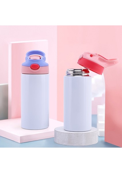 Pembe 12OZ Özel Süblimasyon Beyaz Paslanmaz Çelik Çift Cidarlı Vakum Yalıtımlı Su Şişeleri Toplu Olarak Çocuklar Için (Yurt Dışından) modelleri