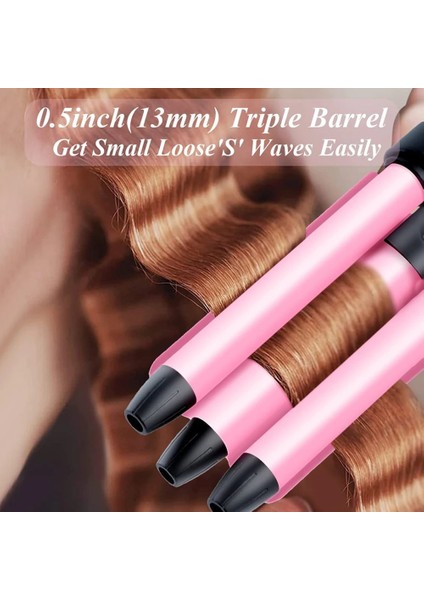 13MM Ingiltere Mini Saç Bigudi 13MM 3 Varil Seramik Sır 200°C Hızlı Isıtma Saç Maşası Değnek Küçük Dalgalar Şekillendirici Çift Voltaj Ev Seyahat (Yurt Dışından)