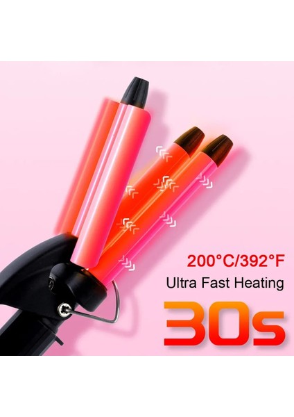 13MM Ingiltere Mini Saç Bigudi 13MM 3 Varil Seramik Sır 200°C Hızlı Isıtma Saç Maşası Değnek Küçük Dalgalar Şekillendirici Çift Voltaj Ev Seyahat (Yurt Dışından)