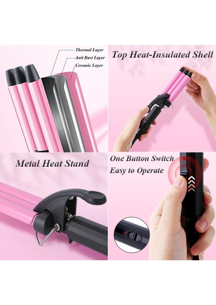 Ab Seramik 3 Varil Saç Bigudi 13MM Hızlı Isıtma 390°F Üçlü Namlu Saç Maşası Değnek Küçük Bukleler Şekillendirici Araçları Çift Voltaj (Yurt Dışından) fırsatları