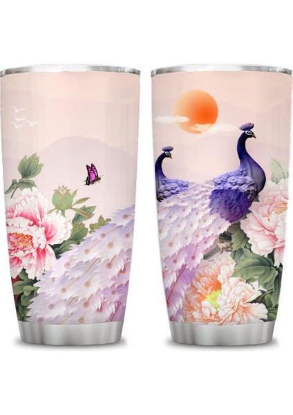 Kadınlar Için Stil 5 Tavuskuşu Hediyeleri Paslanmaz Çelik Yalıtımlı Bardak Kapaklı 20OZ -Seyahat Kahve Kupaları - Kadınlar Için Doğum Günü Yılbaşı Hediyeleri (Yurt Dışından)