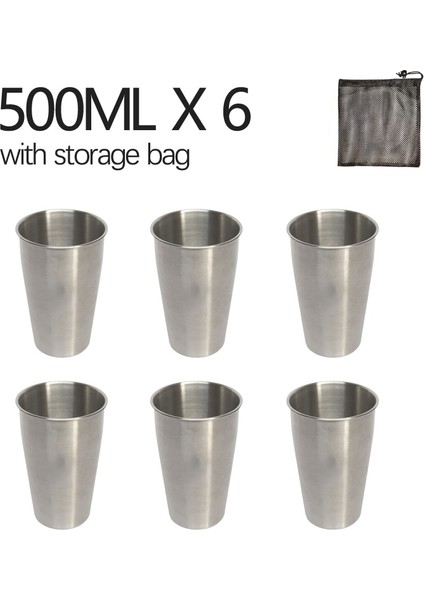 500 ml Açık Kamp Bardak 2/4/6 Adet Set 304 Paslanmaz Çelik Su Çay Bira Kahve Piknik Barbekü Barbekü Yürüyüş Soğuk Içecekler Taşınabilir (Yurt Dışından)