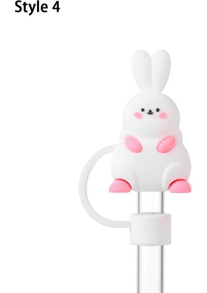 Stil 4 Sıçramaya Dayanıklı Karikatür Pipet Fişler Silikon Toz Geçirmez Kapak Pipet Ucu Kapağı Şeftali Çiçek Sızdırmazlık Kapakları Drinkware Aksesuarları (Yurt Dışından)