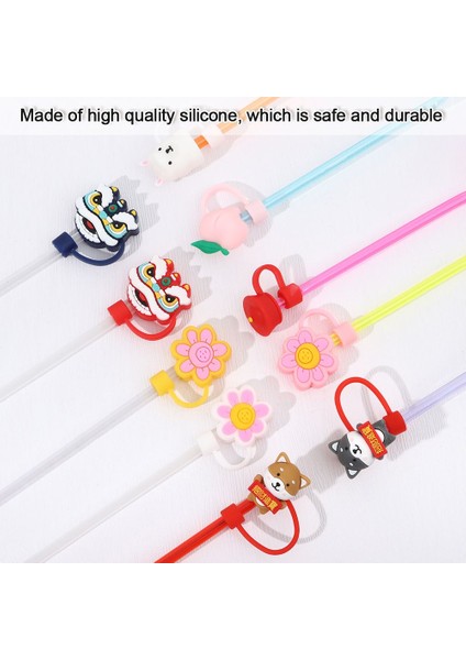 Stil 4 Sıçramaya Dayanıklı Karikatür Pipet Fişler Silikon Toz Geçirmez Kapak Pipet Ucu Kapağı Şeftali Çiçek Sızdırmazlık Kapakları Drinkware Aksesuarları (Yurt Dışından)