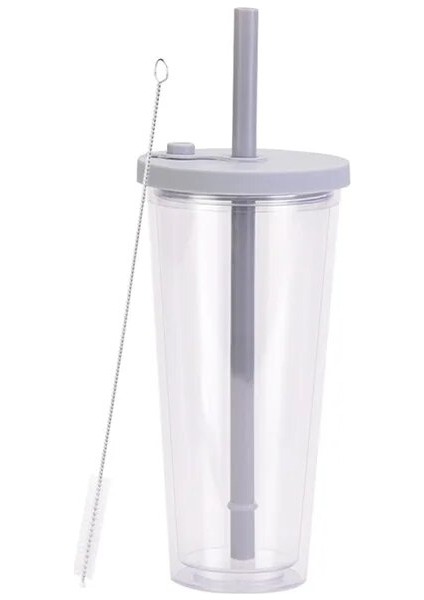 Şeffaf Stil 14 700ML 22OZ Çift Duvar Şeffaf Yeniden Kullanılabilir Sıska Plastik Bardak Çift Duvar Pipetli Bardak Içme Suyu Şişesi (Yurt Dışından) fiyatları