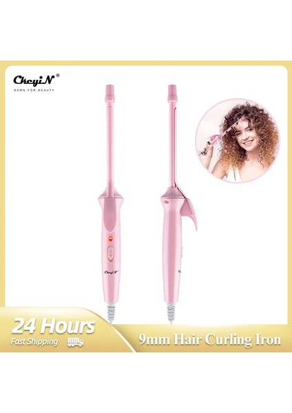 Pembe Ab Ckeyin Mini Saç Maşası 9mm Bigudi Değnek Profesyonel Kıvırcık Maşa Seramik Elektrikli Salon Şekillendirici Aracı Küçük Sıkma Demir (Yurt Dışından)