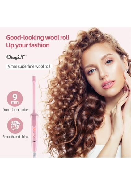 Pembe Ab Ckeyin Mini Saç Maşası 9mm Bigudi Değnek Profesyonel Kıvırcık Maşa Seramik Elektrikli Salon Şekillendirici Aracı Küçük Sıkma Demir (Yurt Dışından)