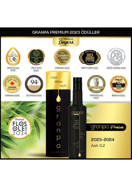 Premium Erken Hasat Soğuk Sıkım Sızma Zeytinyağı 500 ml + Kutu