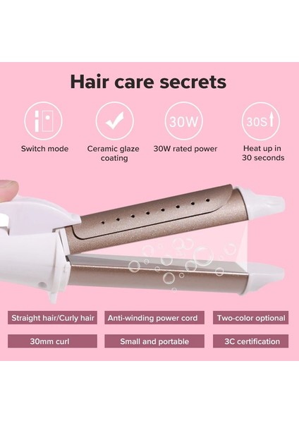 Pembe Ab 2 In 1 Düzleştirici Hızlı Isıtma Turmalin Seramik Saç Bigudi Düz Kıvırcık Saç Şekillendirici Araçları Islak ve Kuru Saç Maşası (Yurt Dışından) fırsatları