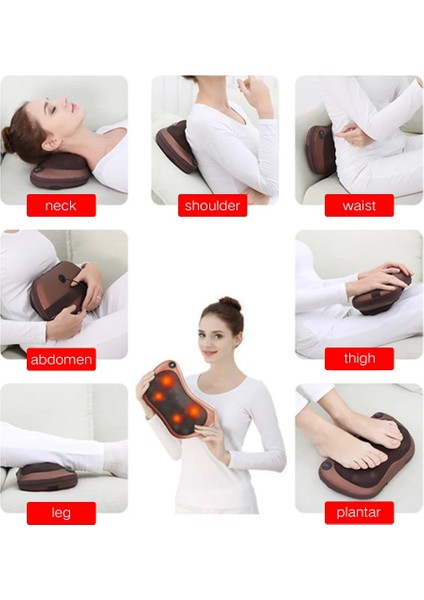 4 Kafalı Kahverengi Au Boyun Masaj Yastığı Shiatsu Servikal Yastık Masaj Isı Elektrikli Isıtma Geri Bel Yastığı Rulo Kafalık Arabalar Için Seyahat (Yurt Dışından) modelleri