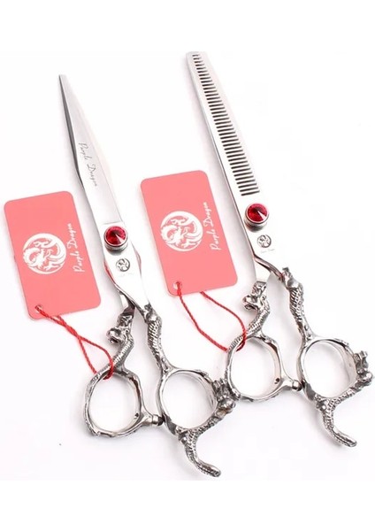 Z9100 Hong D 6n Z9100 6 "440C Kırmızı Profesyonel Insan Saç Makas Kuaförlük Kesme Makası Inceltme Makas Salon Tarzı Aracı Ejderha Kolu (Yurt Dışından)