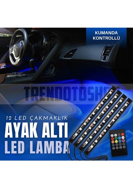 Volkswagen 12 LED Çakmaklık Girişli 4'lü Rgb Kumandalı Sese Duyarlı Ayak Altı LED