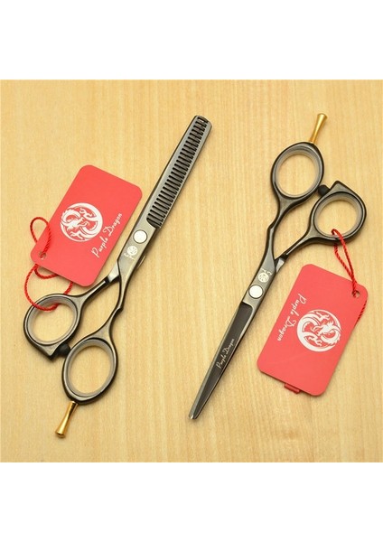 1 Çift No Case 5.5 ''16 cm Mor Ejderha 440C Siyah Renk Profesyonel Insan Saç Makas Kuaförlük Kesme Makası Inceltme Makas Z1014 (Yurt Dışından)