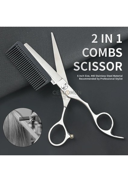 Iki Boyutlu Tarak Yenı Profesyonel Kuaförlük Makas JP440C Çelik 6 Inç 2 In 1 Saç Makas Tarak Saç Kesimi Berber Saç Kesme Makası (Yurt Dışından) fiyatları