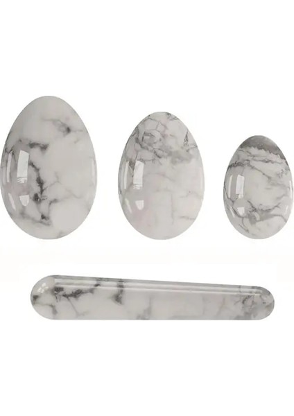 Delinmemiş Set Doğal Yeşim Yoni Yumurta Seti Vajinal Sıkma Aşk Yumurta Kegel Egzersiz Beyaz Howlite Yoni Yumurta Doğal Taş Kristal Yoni Değnek (Yurt Dışından)