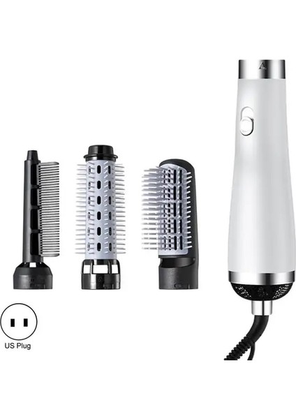 Beyaz Abd Plug Saç Kurutma Makinesi Tarak Sıcak Hava Curling 3 Dişli Çok Fonksiyonlu Profesyonel Bir Adım Saç Sıcak Hava Fırçaları Saç Bigudi Curling Demir (Yurt Dışından)