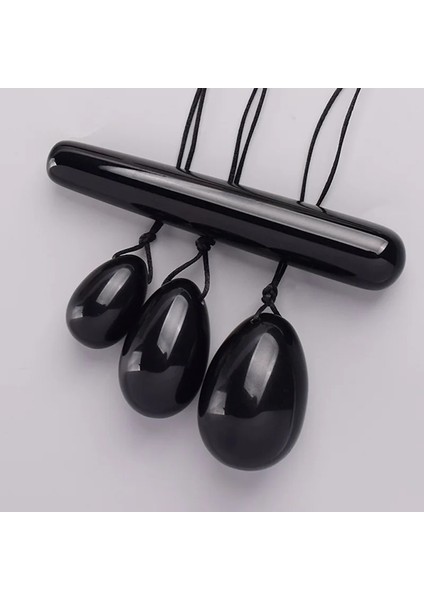 Tip 2 Obsidyen Yoni Yumurta Değnek Seti Doğal Siyah Yeşim Yumurta Kadın Vajinal Kaslar Sıkma Kegel Masaj Topu Yoni Değnek Yeşim Masajı (Yurt Dışından) modelleri