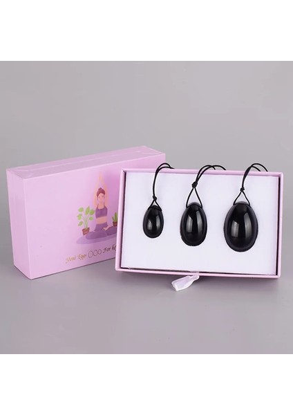 Tip 2 Obsidyen Yoni Yumurta Değnek Seti Doğal Siyah Yeşim Yumurta Kadın Vajinal Kaslar Sıkma Kegel Masaj Topu Yoni Değnek Yeşim Masajı (Yurt Dışından) indirimleri