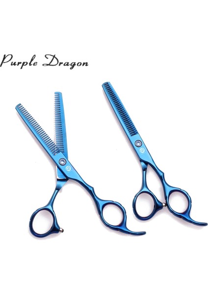 Z2001 Lan T 6h Profesyonel Makas 5.5 "6" Mor Ejderha Paslanmaz Çift Taraflı Mavi Saç Makası Inceltme Oranı 10% - 15% Berber Makası Z2001 (Yurt Dışından) fiyatları