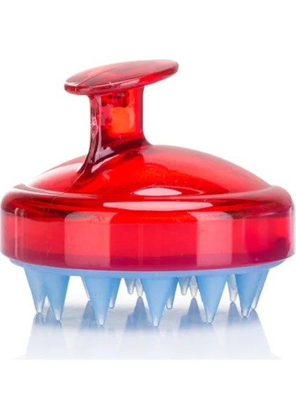 02-Clear Kırmızı Silikon Kafa Vücut Saç Derisi Masaj Fırçası Silikon Şampuan Fırçası Saç Yıkama Tarağı Duş Fırçası Banyo Spa Masaj Fırçası Saç Fırçası (Yurt Dışından)