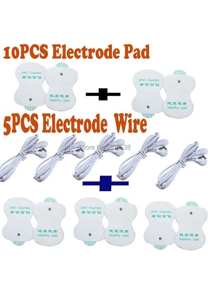 10 Adet Elektrot Pedi + 5 Adet 2.5mm Tel/paket Elektrot Pedi Konnektörü Tel Onlarca Akupunktur Dijital Terapi Makinesi Masajı (Yurt Dışından)