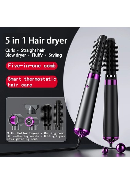 Siyah Au Fiş Saç Kurutma Makinesi 5 In 1 Sıcak Hava Tarak Saç Üfleme Fırçası Profesyonel Fön Makinesi ve Doğrultma Fırçası Elektrikli Saç Maşası Saç Kurutma Makinesi (Yurt Dışından) fırsatları