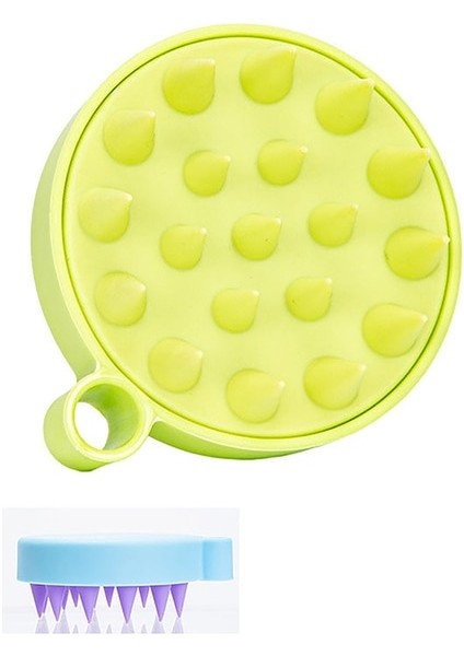 Düz Yeşil Silikon Şampuan Saç Derisi Saç Masajı Kafa Vücut Saç Derisi Masaj Fırçası Tarak Saç Yıkama Tarağı Duş Fırçası Banyo Spa Masaj Fırçası (Yurt Dışından)