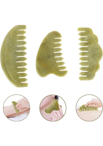 3 Tür Doğal Yeşim Taşı Tarak Guasha Kurulu Tarak Şekli Masaj El Masajı Gevşeme Tarak Sağlık (Yurt Dışından) fiyatları
