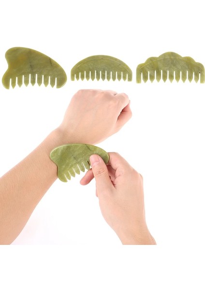 3 Tür Doğal Yeşim Taşı Tarak Guasha Kurulu Tarak Şekli Masaj El Masajı Gevşeme Tarak Sağlık (Yurt Dışından) modelleri