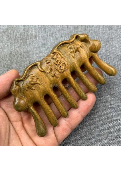 E Yeşil Sandal Ağacı Meridyen Masaj Tarak Beş Diş Kulpsuz Ahşap Tarak Geniş Diş Sandal Ağacı Baş Masaj Tarağı (Yurt Dışından) modelleri