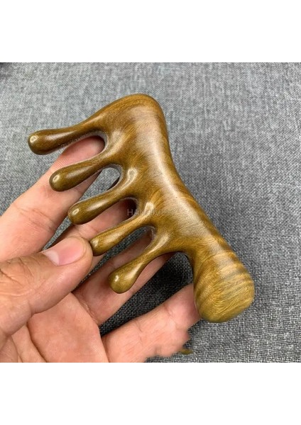 E Yeşil Sandal Ağacı Meridyen Masaj Tarak Beş Diş Kulpsuz Ahşap Tarak Geniş Diş Sandal Ağacı Baş Masaj Tarağı (Yurt Dışından) indirimleri