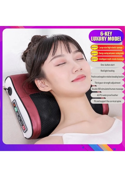 Altı Düğme Mavi Au Fiş Boyun Masajı Elektrikli Masaj Yastığı Çok Fonksiyonlu Masaj Yastığı Cihazı Boyun Sağlığı Masajı Relax Yastık Masajı (Yurt Dışından) indirimleri