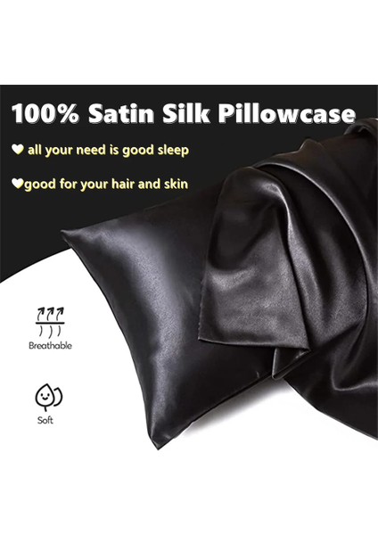 Koyu Gri 2 Adet Abd Kraliçesi (20 x 30 Inç) Soğutma İpeksi Saten Zarf Kapatma Yastık Kılıfı (Yurt Dışından)