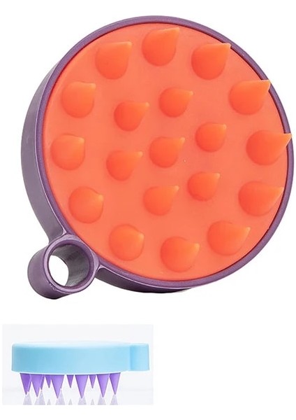 Kırmızı Düz Mor Silikon Şampuan Saç Derisi Saç Masajı Kafa Vücut Saç Derisi Masaj Fırçası Tarak Saç Yıkama Tarağı Duş Fırçası Banyo Spa Masaj Fırçası (Yurt Dışından)