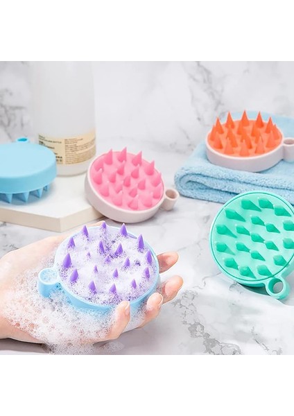 Kırmızı Düz Mor Silikon Şampuan Saç Derisi Saç Masajı Kafa Vücut Saç Derisi Masaj Fırçası Tarak Saç Yıkama Tarağı Duş Fırçası Banyo Spa Masaj Fırçası (Yurt Dışından)