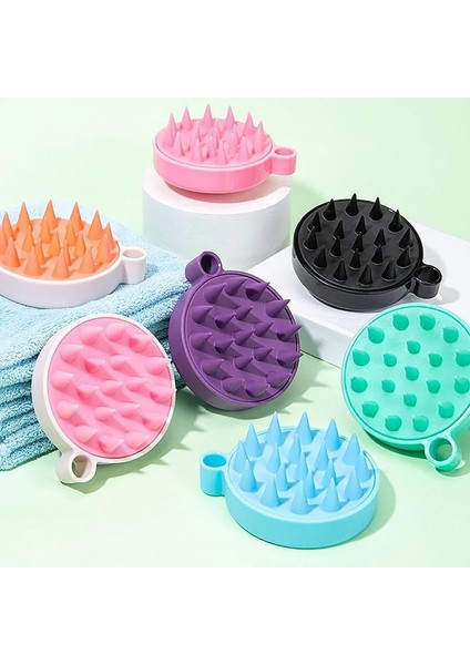 Kırmızı Düz Mor Silikon Şampuan Saç Derisi Saç Masajı Kafa Vücut Saç Derisi Masaj Fırçası Tarak Saç Yıkama Tarağı Duş Fırçası Banyo Spa Masaj Fırçası (Yurt Dışından)