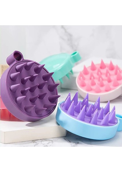 Kırmızı Düz Mor Silikon Şampuan Saç Derisi Saç Masajı Kafa Vücut Saç Derisi Masaj Fırçası Tarak Saç Yıkama Tarağı Duş Fırçası Banyo Spa Masaj Fırçası (Yurt Dışından)
