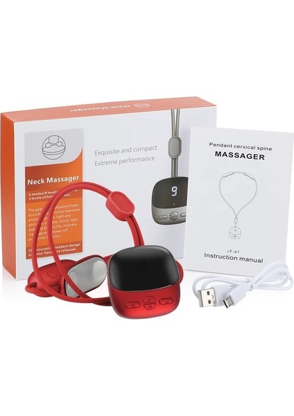 Kırmızı Boyun Masajı Servikal Omurga Masaj Aletleri Elektrikli Omuz ve Sırt Gevşeme Tedavisi Ems Kas Stimülatörü Güzellik Sağlık (Yurt Dışından)