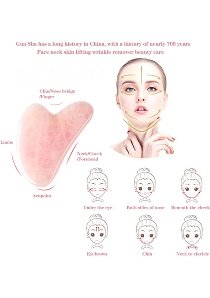 Pıc Olarak Set Gül Kuvars Tozu Kristal Yeşim Rulo Masaj Spa Doğal Pembe El Yapımı Gua Sha Taş Yüz Güzellik Cihazı Yüz Cilt Bakımı Aracı (Yurt Dışından)